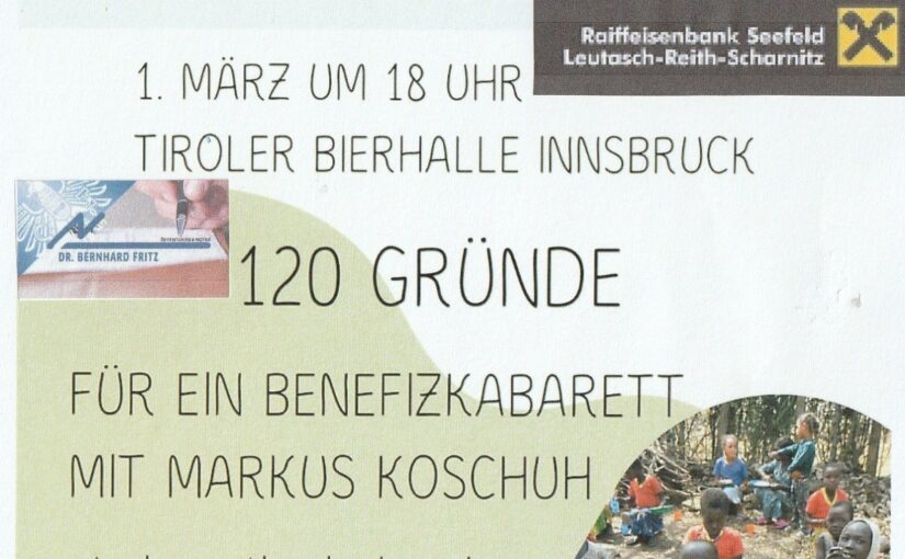 KABARETT MIT MARKUS KOSCHUH am 1. MÄRZ 2024 um 18.00h Tiroler Bier Halle Innsbruck